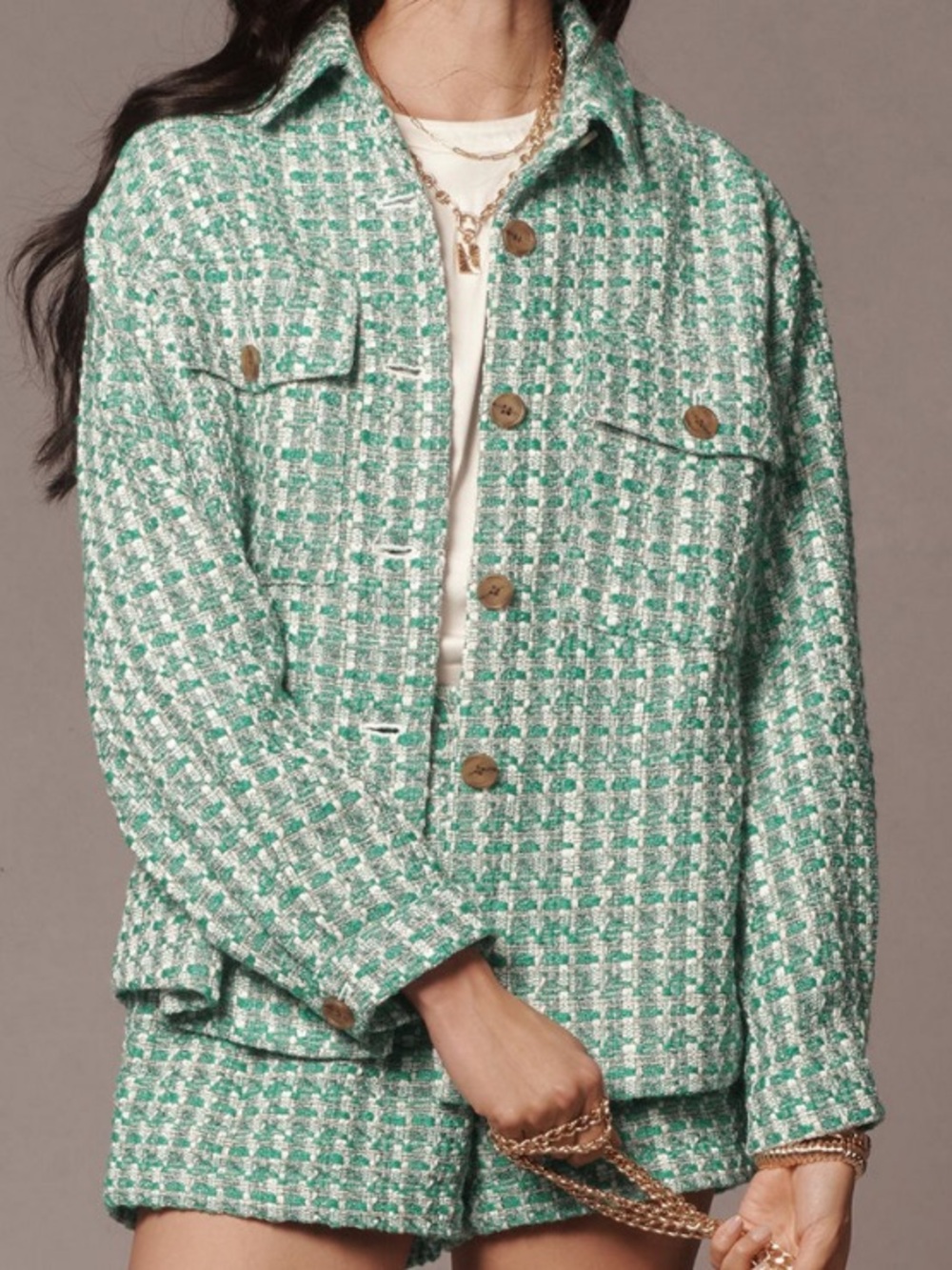 Maeve Anthropologie Tweed Shirt Jacket Contemporary Luxury Classic Shacket Coco